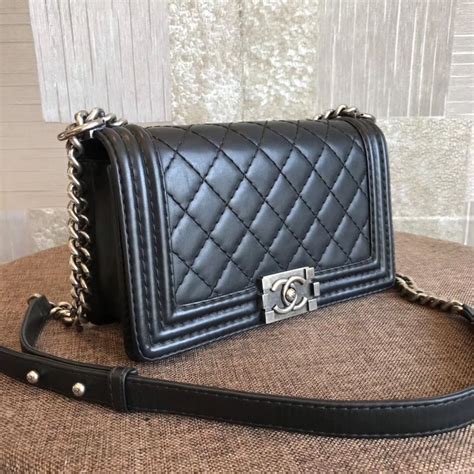 chanel calfskin boy bag|Chanel black quilted flap bag.